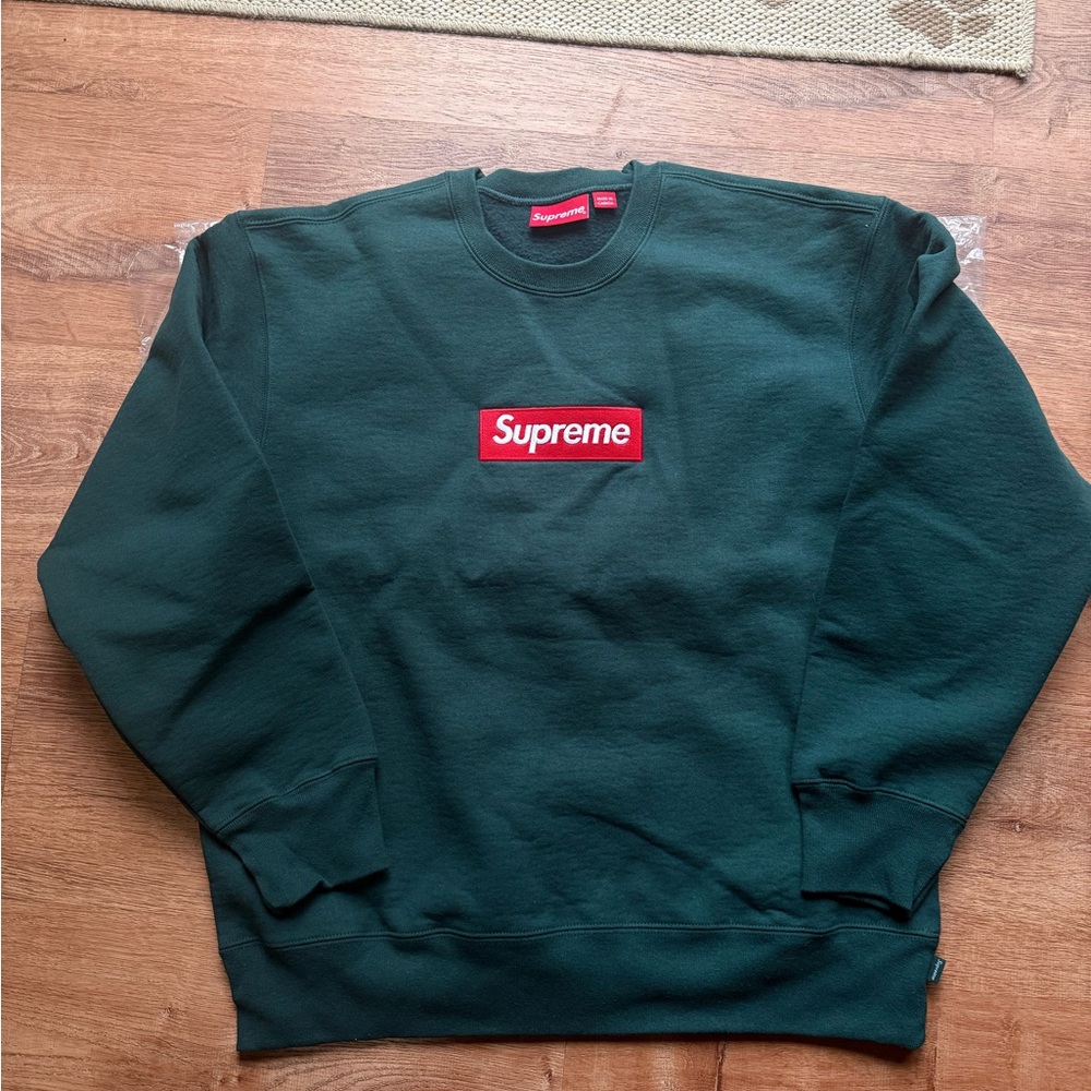 Supreme Forest Green Crewneck with Red Box Logo